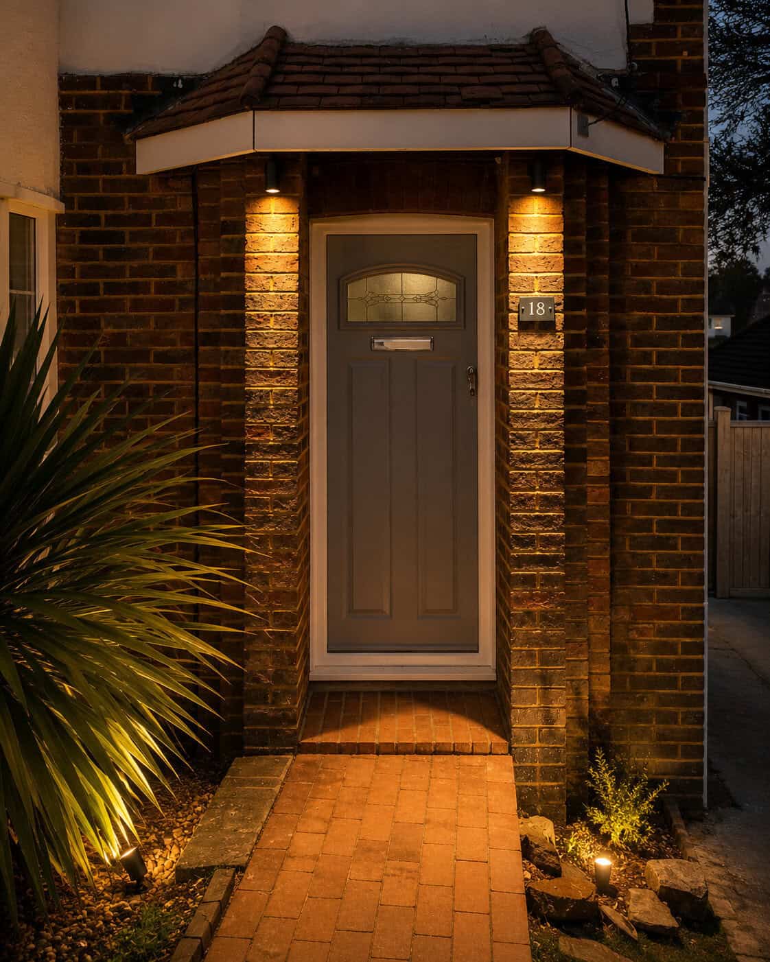 Outdoor entrance lighting installed by BKA Electrical at a home in Woodingdean